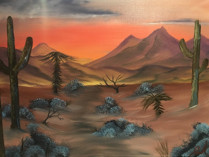 Desert Lanscape 18x24  canvas oil painting framed